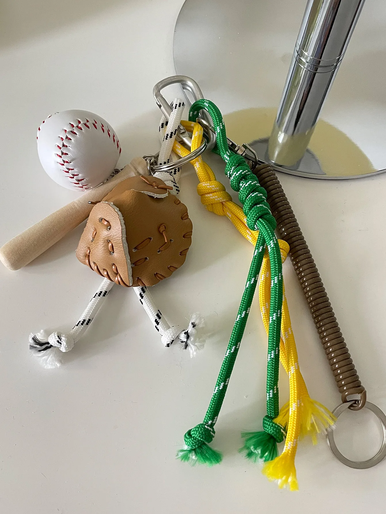 Original Designed Key Chain Sporty Style Baseball Bag Pendant Casual Cool Trendy Fashion Pendant Hand Woven Rope Decor