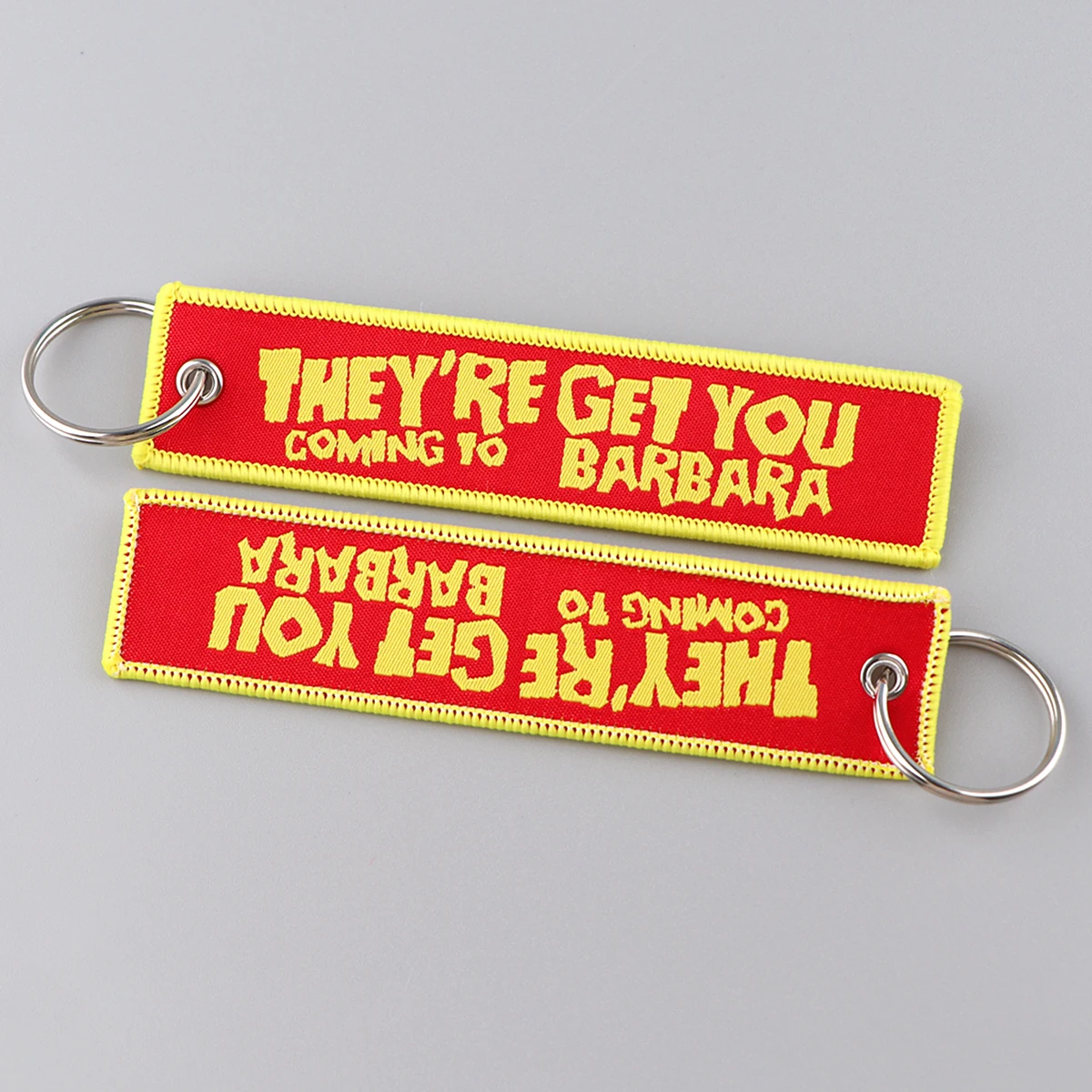 

1PCS They're Get You Quotation Embroidery Key Fobs Holder Key Ring Keychain for Motorcycles Cars Pendant Accessories
