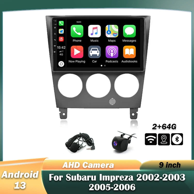 

9in Android 13 Car Stereo Radio GPS Navigation 2+64G for Subaru Impreza 2002 2003 2005 2006 with Carplay Android Auto Bluetooth