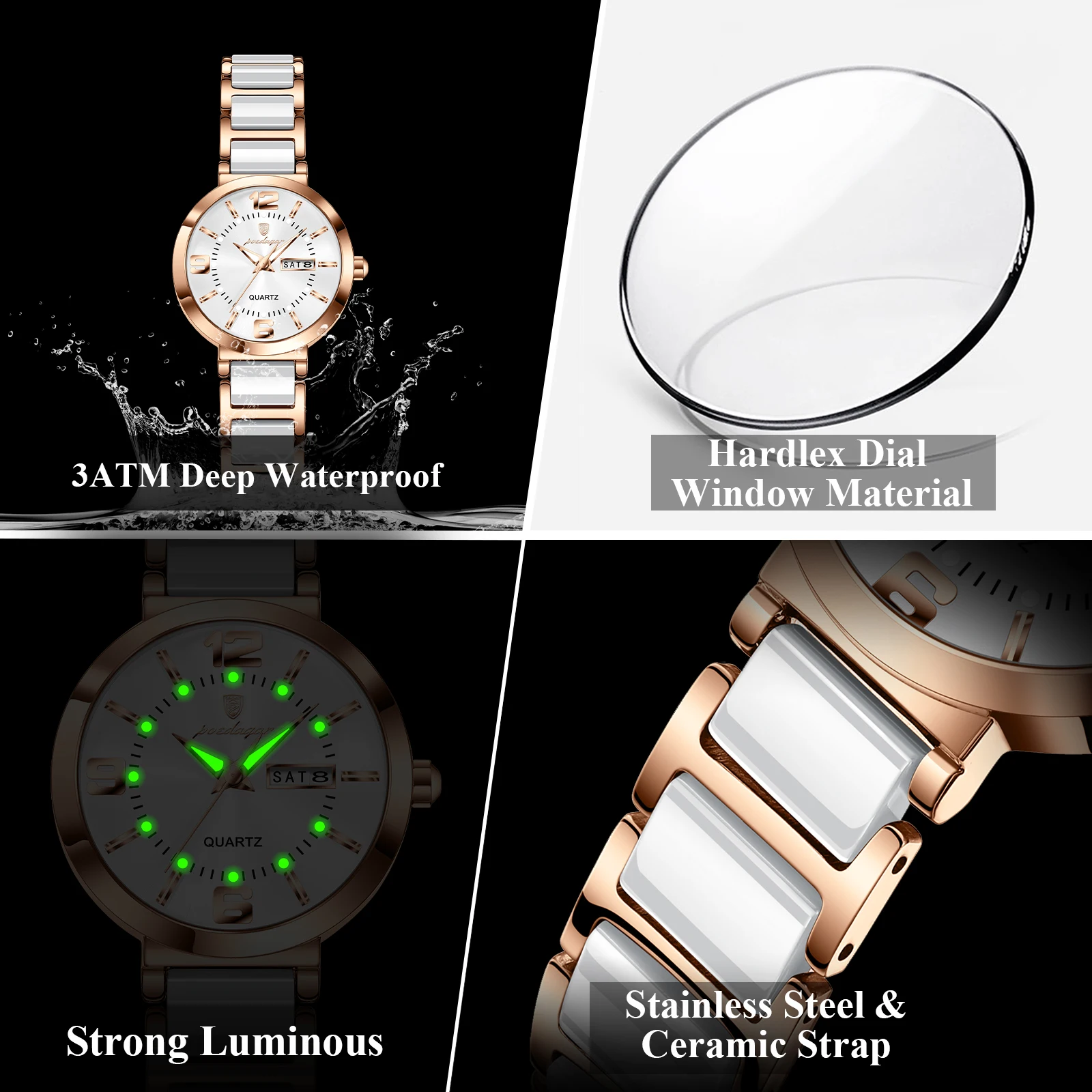 POEDAGAR Top Original Woman Clock Waterproof Quartz Elegant Ladies Wristwatch Stainless Steel Week Date Fashion Women's Watches image 4