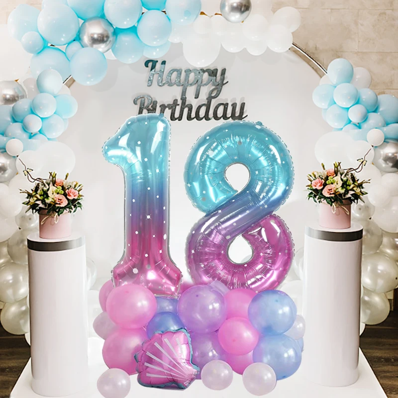 40inch Gradient Big Number Foil Balloons 0 1 2 3 4 5 6 7 8 9 Years Old Birthday Party Balloon Wedding Decoration Kids Favor Toys