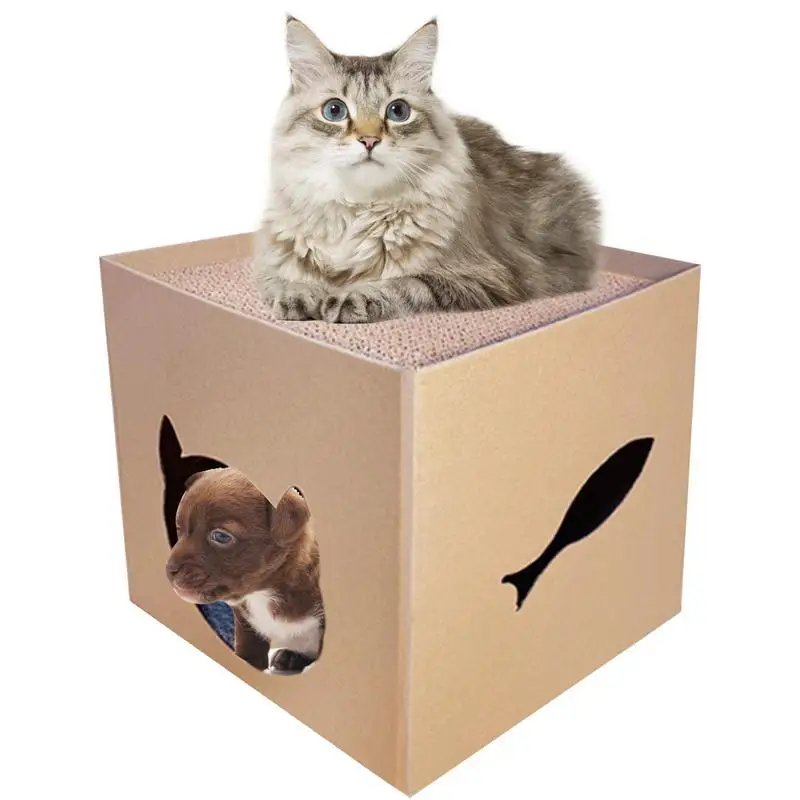 

Cardboard Cat House Scratcher Box Cat House With Scratch Pads Pet Play House Cat Scratching Toy For Indoor Cats And Pet Birthday