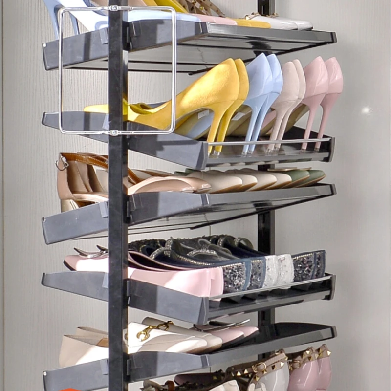 Household 360 degree rotating shoe rack multifunctional storage tool, household vertical