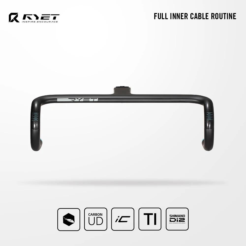 RYET Road Integrated Handlebar Full Inner Cable Handlebar 28.6mm Carbon Handlebars For Road Racing Bicycles Cycling Accessories