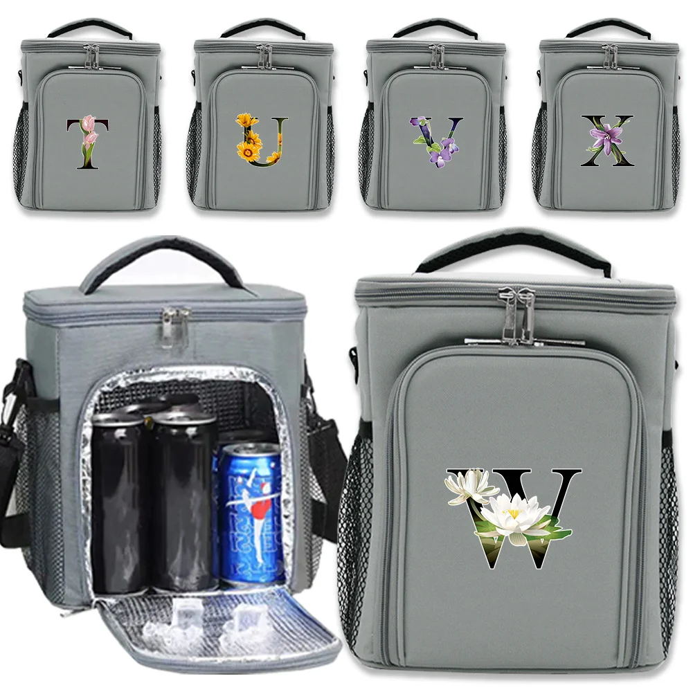 

Thermal Bags Cooler Insulated Case Thermal Insulation Box Shoulder Storage Bag Portable Crossbody Lunch Bag Flower Color Pattern