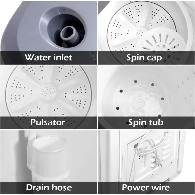 COSTWAY Portable Washing Machine, Twin Tub 20Lbs Capacity, Washer(12Lbs) and Spinner(8Lbs), Compact Laundry Machines