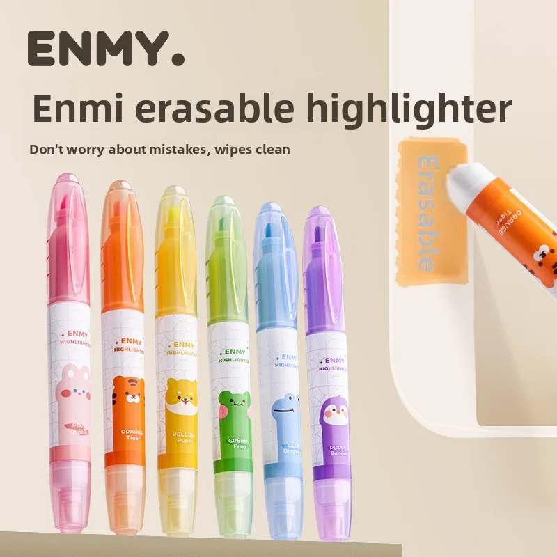 6-pack Dual Head Erasable Highlighter Pen, Colored Marker Pen, Marker Pen, Drawing And Coloring Pen, Hand Drawn Ledger Pen