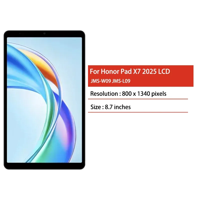 8.7“inch For Huawei Honor Pad X7 2025 JMS-W09 JMS-L09 LCD Display Touch Screen Digitizer Assembly Replacement