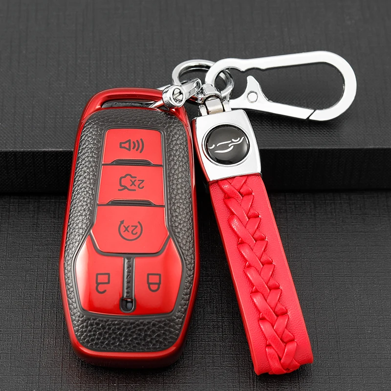 For Ford Fusion Mondeo Mustang F-150 Explorer Edge 2015 2016 2017 2018 Soft TPU Leather Car Key Case Cover Shell Fob Accessories