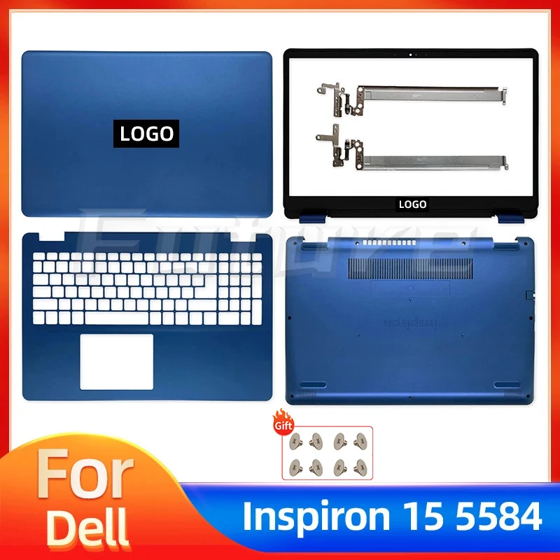 

New Original LCD Back Cover Bezel Hinges Palmrest Bottom Case Cover For Dell Inspiron 15 5584 P85F 0G6JGN Blue