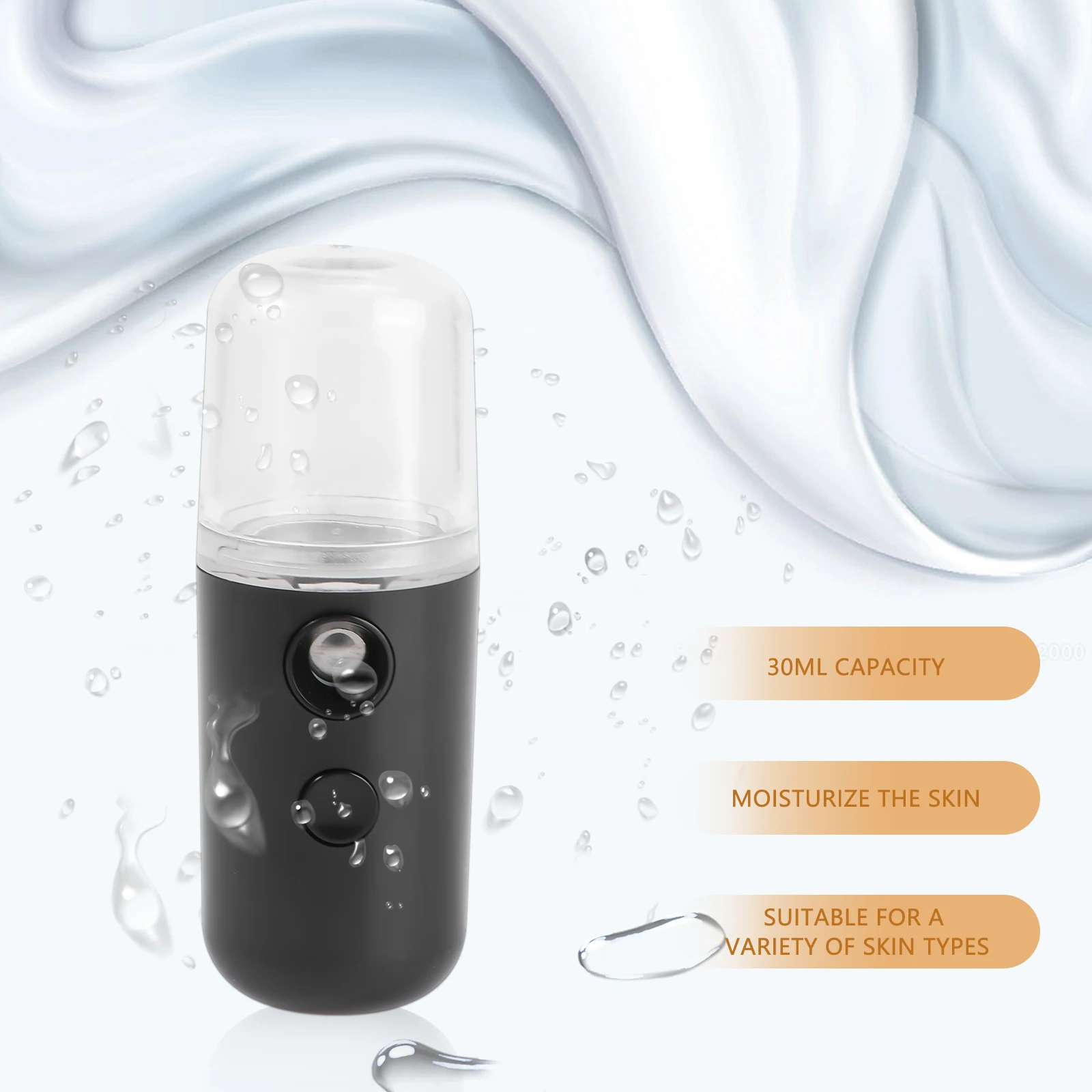 

1Pcs Facial Mister ABS USB Charging Black Portable Nano Spray Humidifier Moisturizing Skin Care Refreshing Beauty Tool for Home