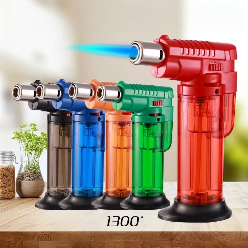

Windproof Large Capacity Direct Injection Flame Lighter, Butane Gas Inflatable Lockable Cigar Moxibustion Camping Home Lighter