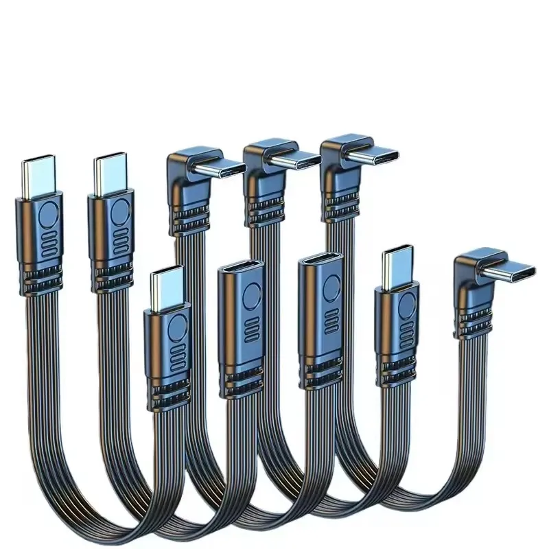 90 Degree USB C Extension Cable Male To Female Type C To Type C 480Mbps 45W Fast Charging Extender Data Cord for Samsung Xiaomi