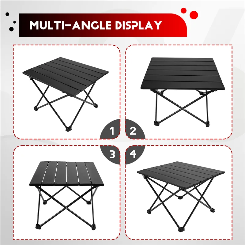 

RTENTE-Outdoor Camping Folding Table Party Picnic BBQ Foldable Desk High Strength Ultralight Aluminium Portable Table Black