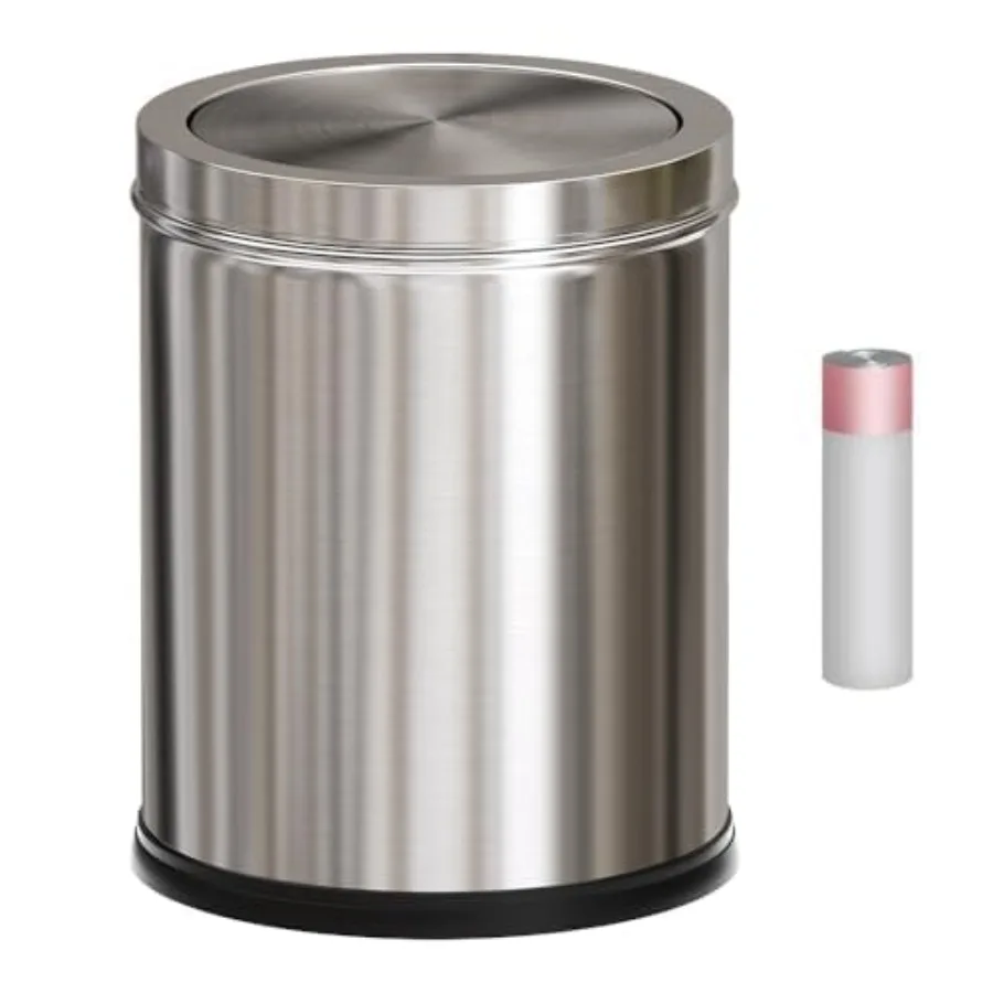 

4 Gallon Stainless Steel Waste BinSmall Metal Garbage can with Shake Lid Paper Backet with Flipping Lid Large Capacity Trash Ca