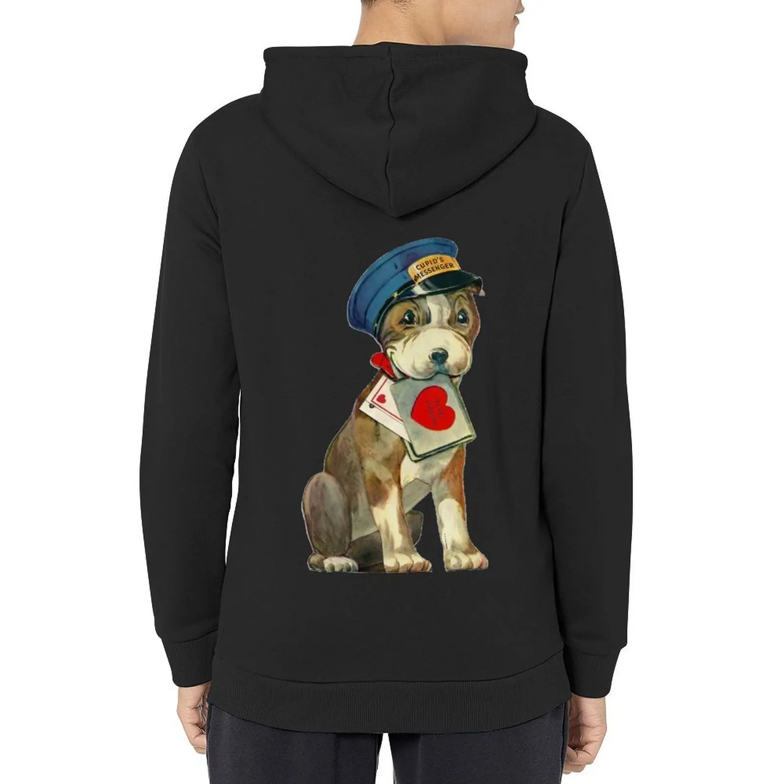 

Vintage Mail Dog Valentine’s Day Card Hoodie mens clothes men's sweat-shirt autumn korean autumn clothes autumn hoodie