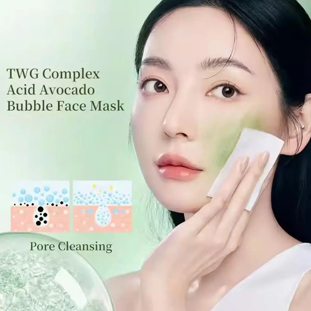 12 Pack Deep Cleansing Complex Acid Avocado Face Mask For Blakehead & Pores, Hydration Bubble Facial Mask Exfoliating Clay H3X1