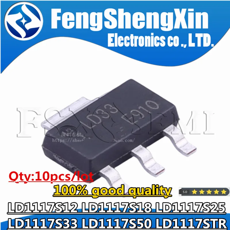 

10pcs LD1117S12TR LD1117S18TR LD1117S25TR LD1117S33TR LD1117S50TR LD1117STR LD12 LD18 LD25 LD33 LD55 LD1117 SOT-223