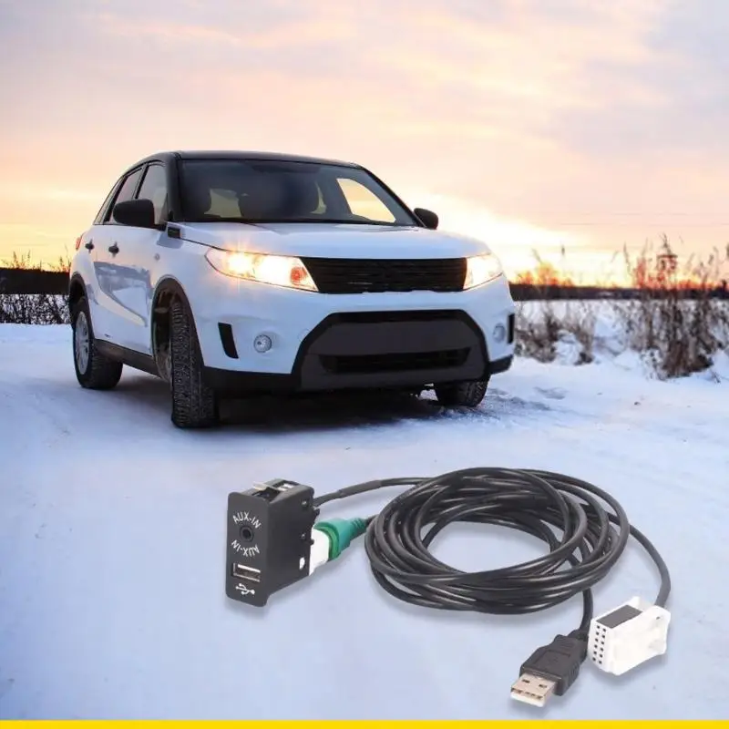 SZCH AUX in USB Switch Connector for E90 Auto Accessories with USB Wire & AUX Cable
