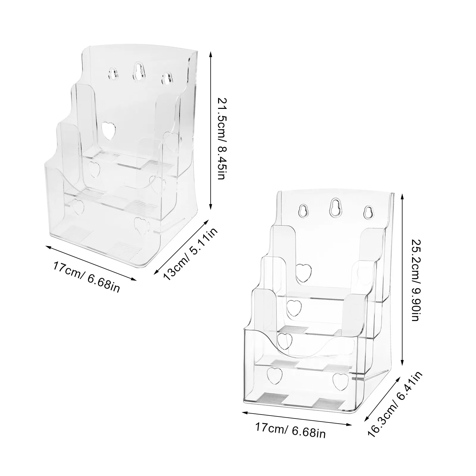2Pcs Acrylic Transparent Multi-Tier Literature Organizer Display Stand for Brochures Magazines Menus Flyers Document Holder Rack view 5
