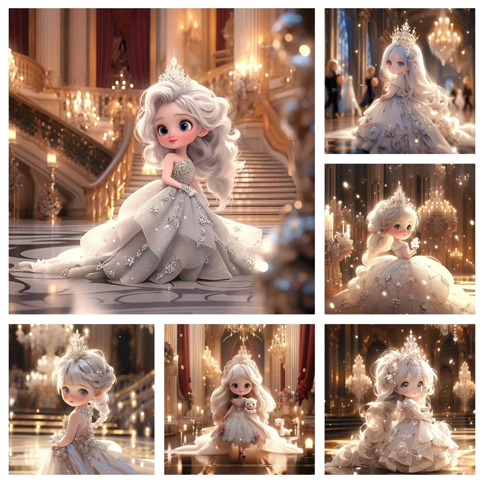 New Diy Diamond Painting Kits Cartoon Princess Jewelry Embroidery Mosaic Cute Girl 5D Cross Stitch Home Decor Craft Gift