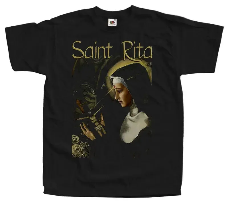 

New SAINT RITA Catholic T SHIRT TEE v2 black all sizes