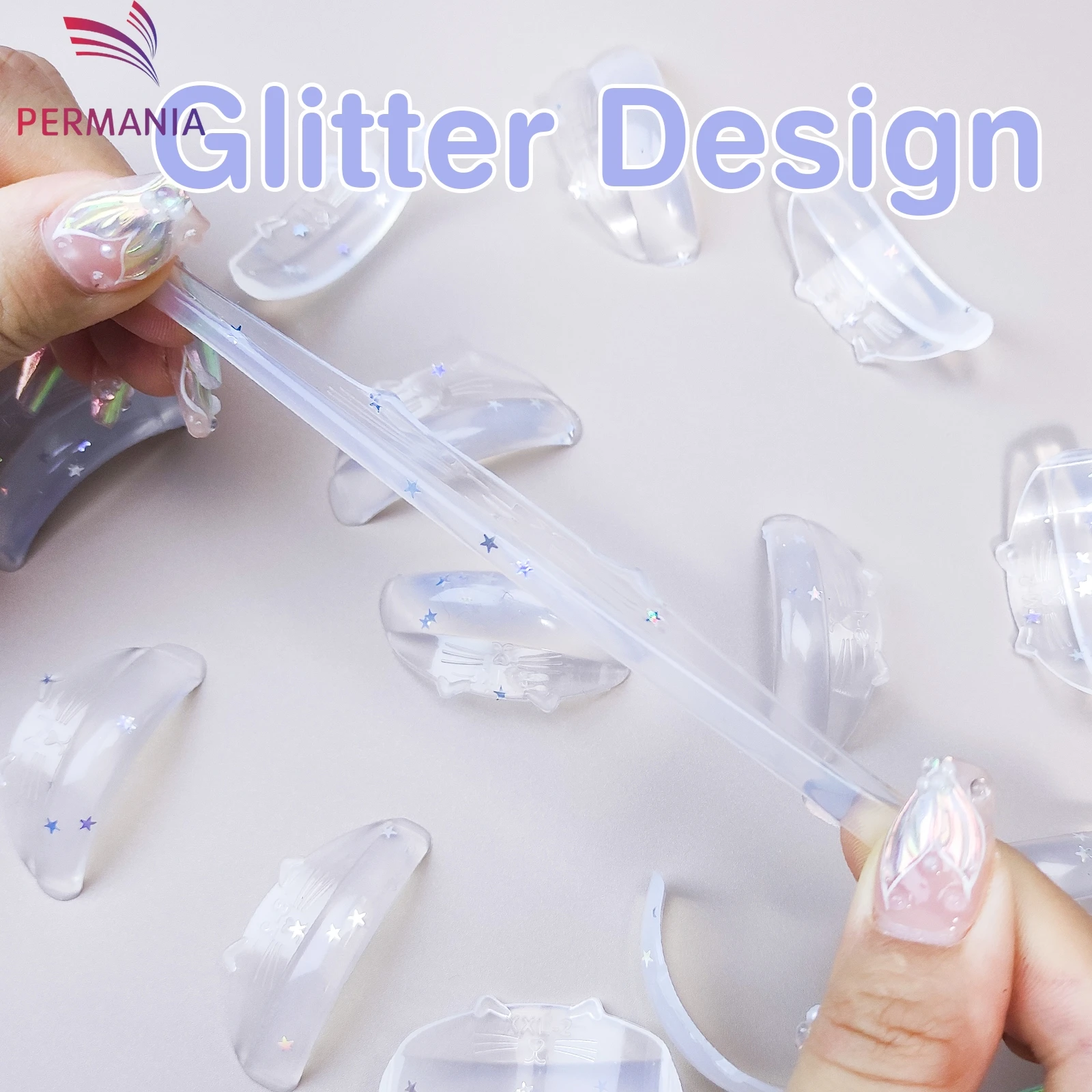 แผ่นดัดขนตาซิลิโคน PERMANIA 7 คู่ แบบ C Curl แผ่นดัดขนตาแบบมีกาวในตัว สำหรับยกขนตา 3 มิติ อุปกรณ์เสริมสำหรับดัดขนตา เครื่องมือแต่งหน้า