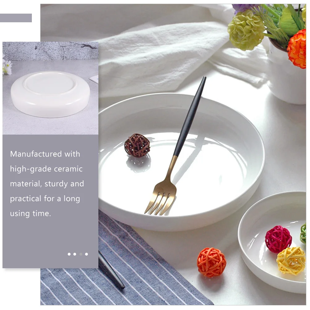 

Ceramic Plate Shallow Dish Simple Design Multiuse for Steaks Salads Desserts Pasta Microwave Oven Freezer Dishwasher