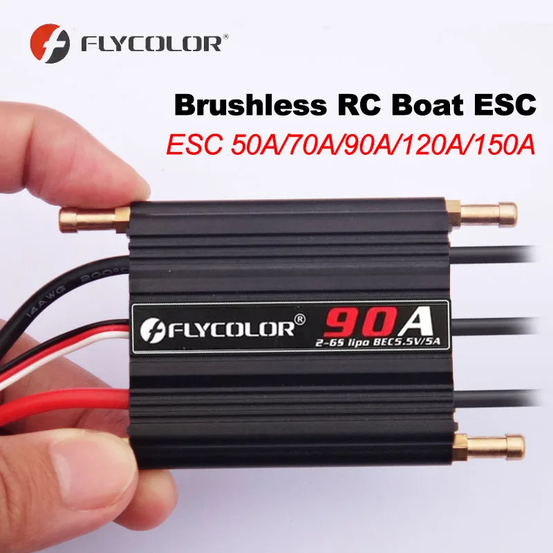

Flycolor 50A 70A 90A 120A 150A RC Boats Brushless ESC Speed Controller Progaming Card 2-6S Lipo BEC 5.5V/5A for RC Boat
