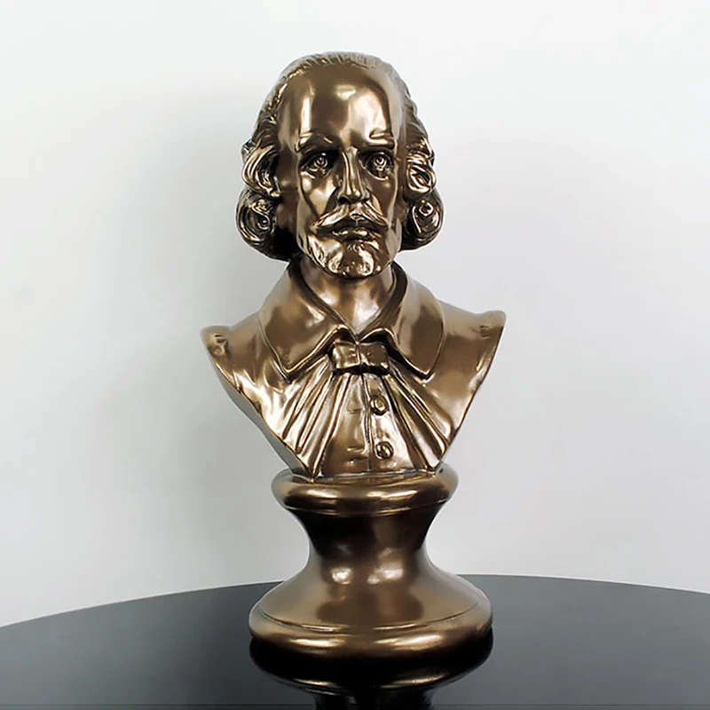 

European imitation copper Shakespeare portrait sculpture character playwright writer resin copper sculpture home decoration gift