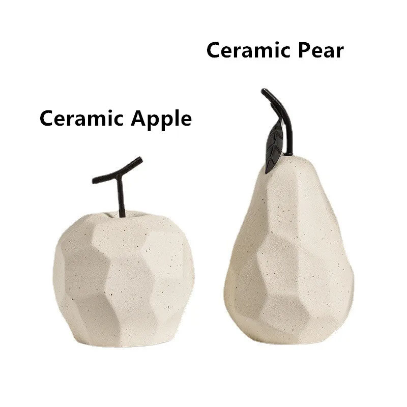 Creative custom ceramic apple pear ins wabi-sabi style ornaments simple living room TV cabinet home decorations gift ornaments