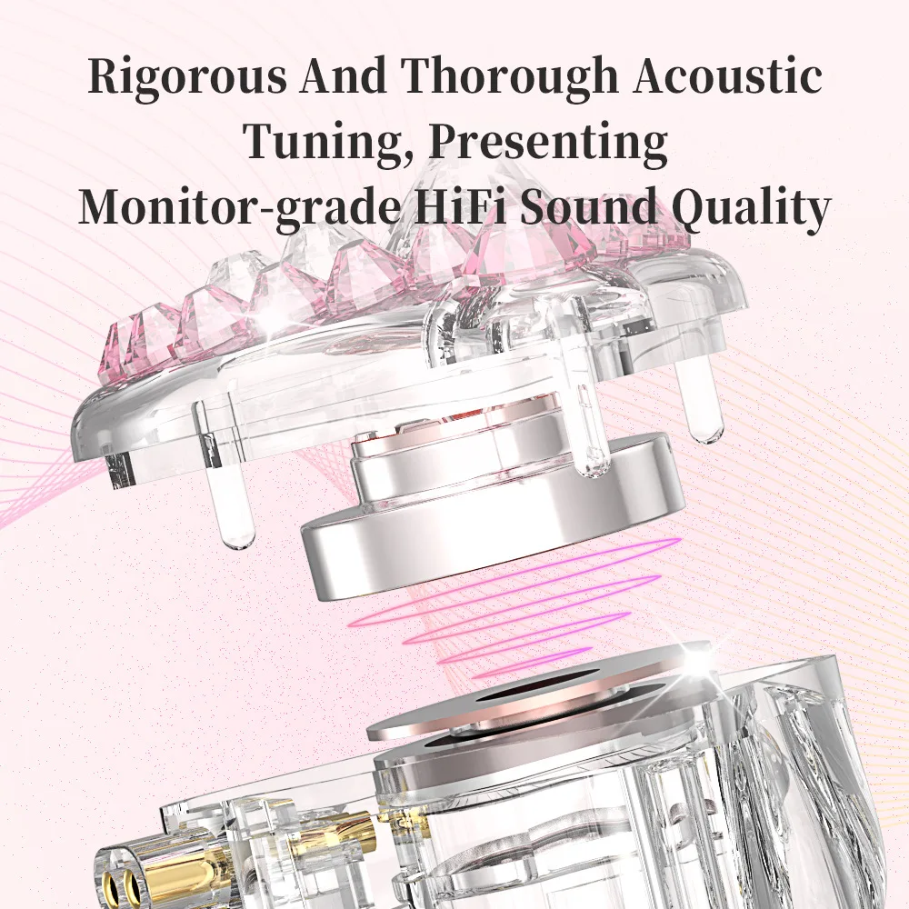 FENGRU-Écouteurs intra-auriculaires Q2Pro Diamond pour filles, écouteurs HiFi, retour, câble interchangeable, ordinateur portable, 3.5mm, 3m