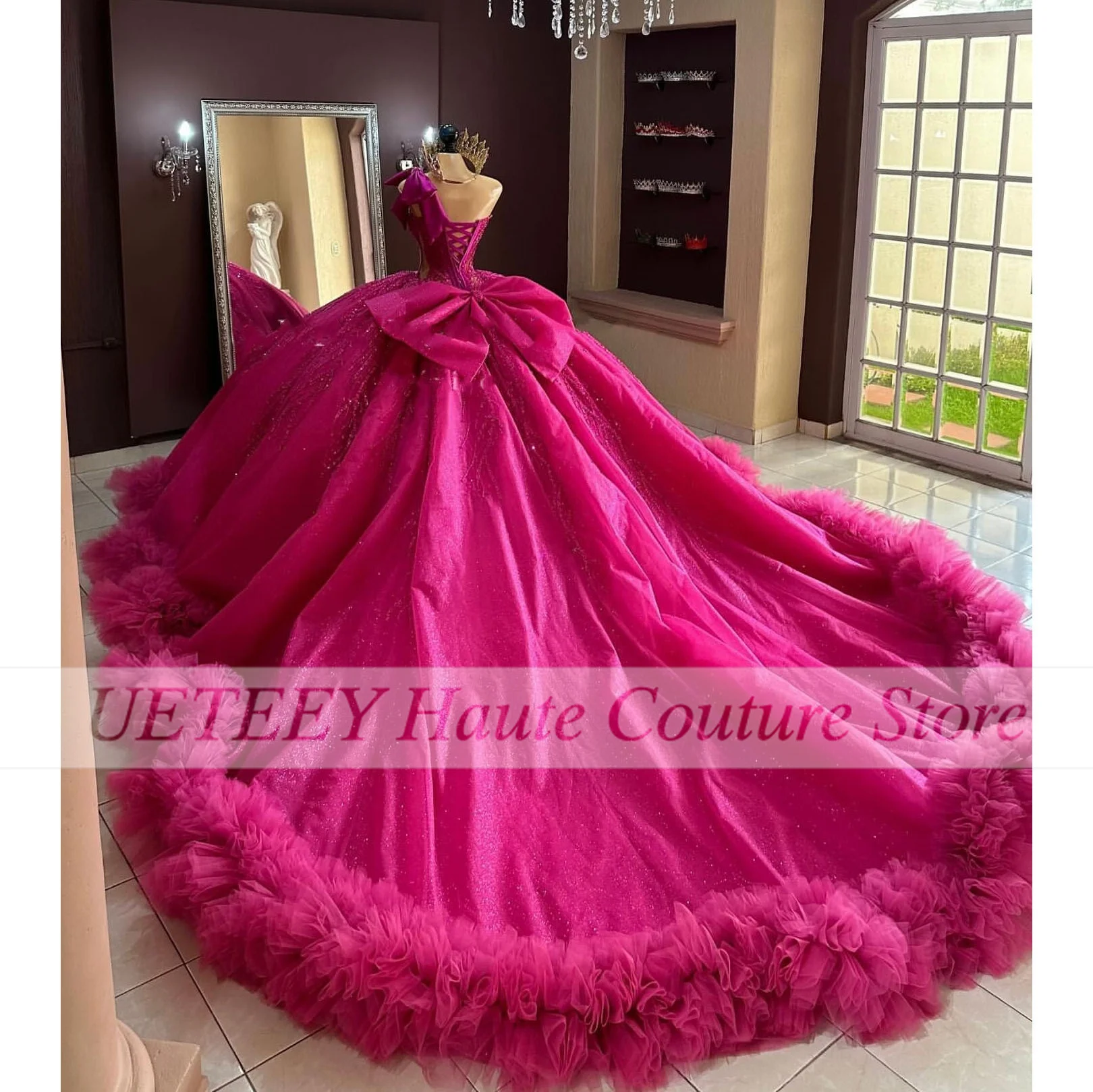 Robe de Quinceanera rose personnalisée pour filles, robe de princesse, Rhinitié, Sweet 16, 15 perles, nouveau