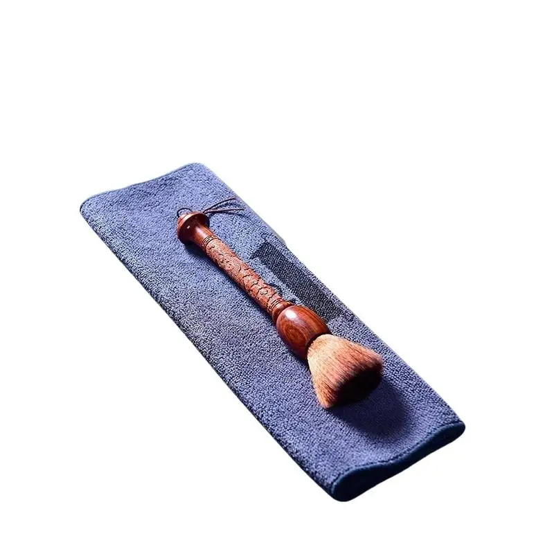 Chinese Style Cleaning Brush Hand Carved Dragon Pattern Sandalwood Handle Synthetic Fiber Brush