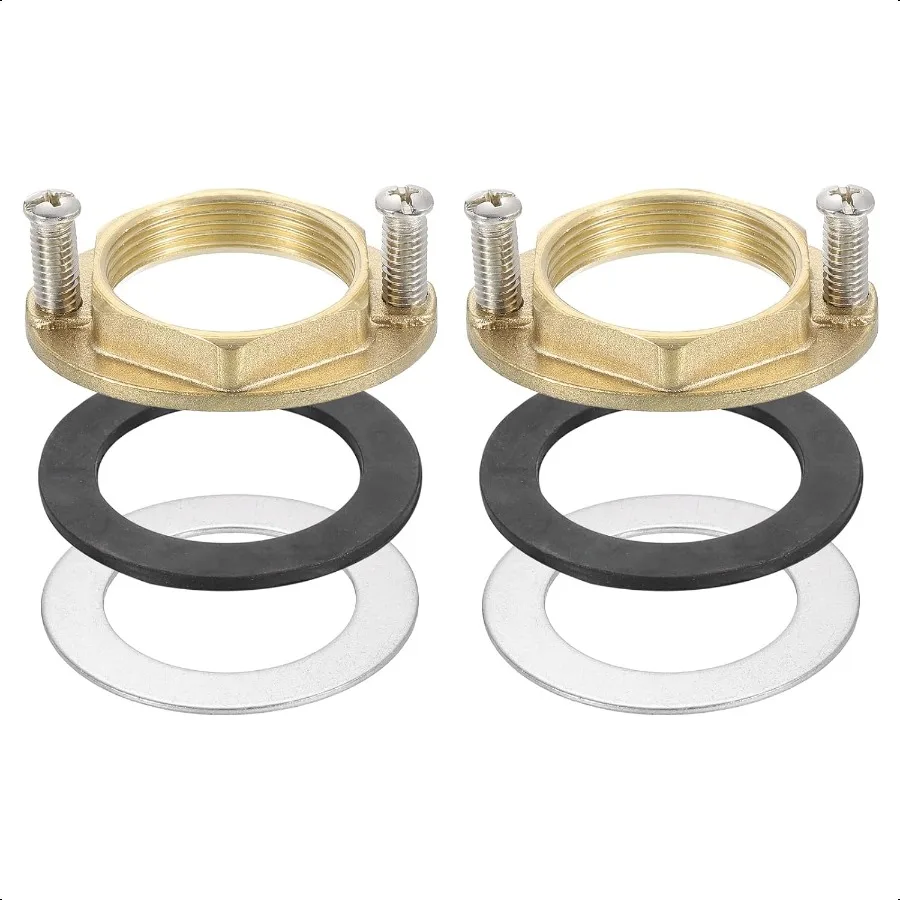 

2 комплекта шестигранных стопорных гаек с внутренней резьбой M32, латунные стопорные гайки для смесителя с одним отверстием и прокладкой, набор инструментов для крепления крана для кухни, ванной комнаты