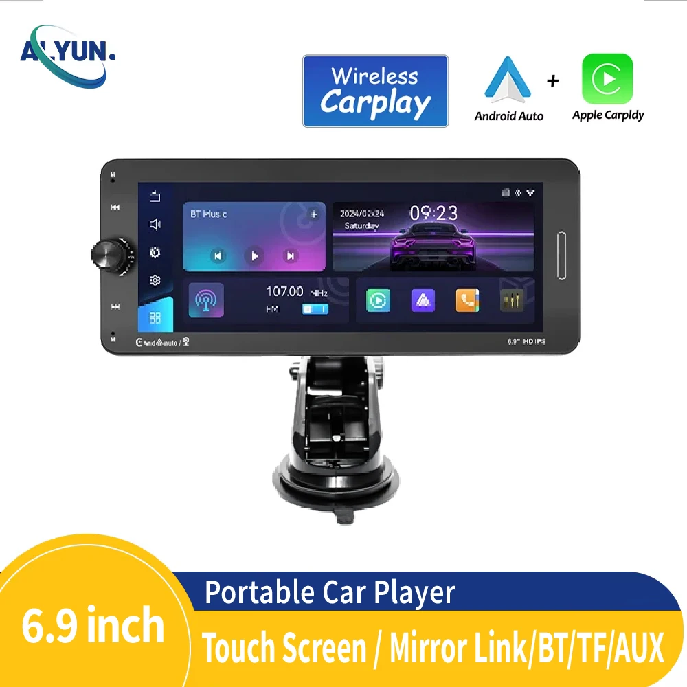 Wireless 6.9 Inch lPS Touch Screen Portable Car Radio Carplay Multimedia Display Player Mirror Link Android/I0S FM Transmit