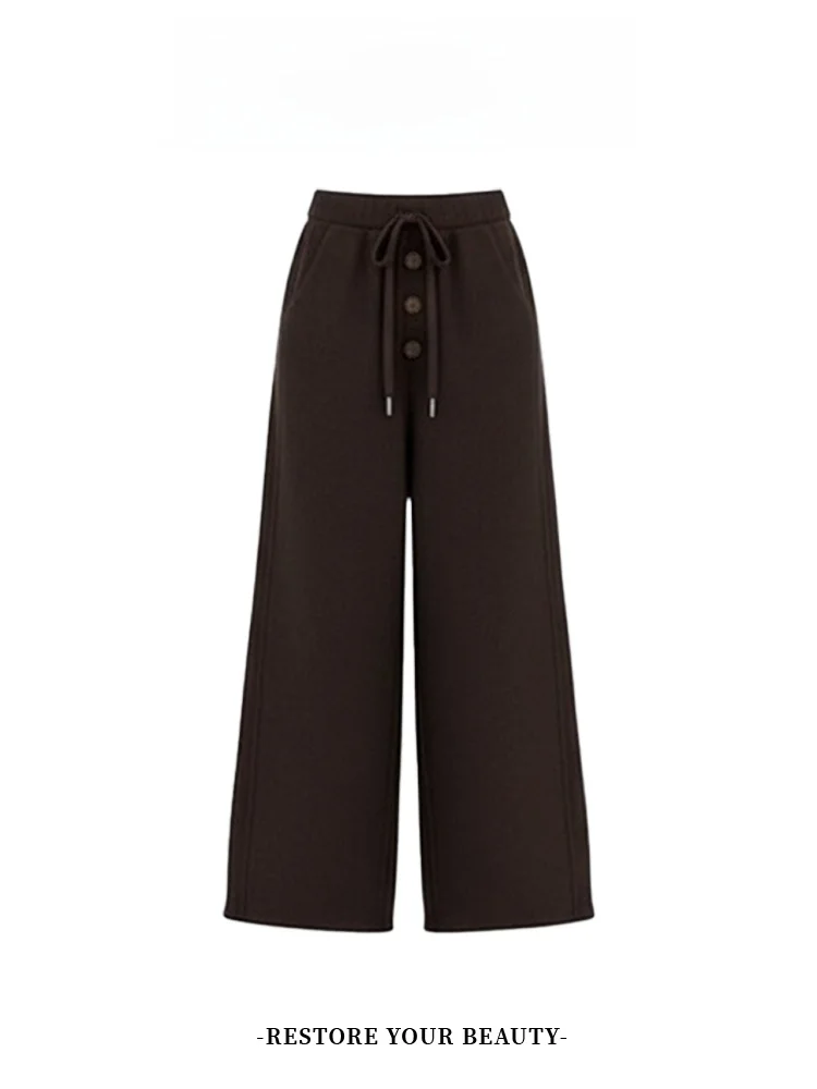 Abnehmen Breite Bein Hosen T-stück Set frauen Svel Pullover Weste Lose Fit Herbst Faion Casual Wear Bequem