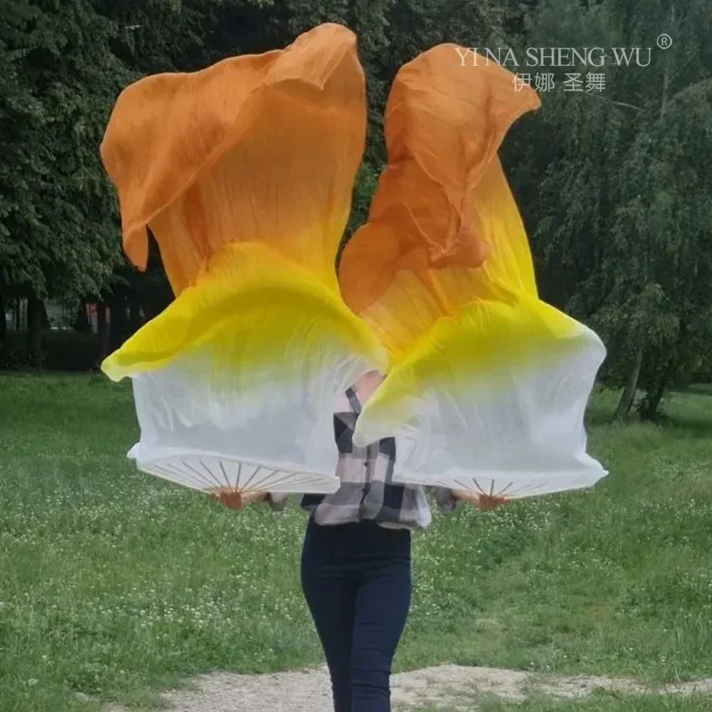 

Веер для танца живота, градиентный, 180 см, из натурального шелка, цветной, удлиненный, реквизит для танцовщиц, аксессуары для сценических выступлений и вечеринок, для женщин