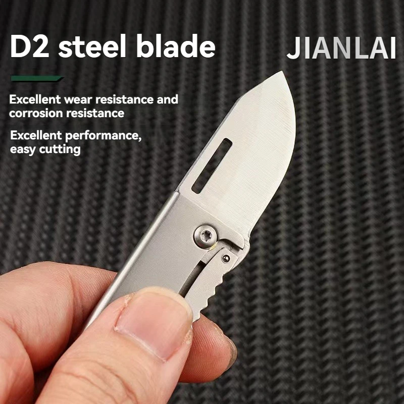 

Mini Folding Knife Stainless Steel Box Opening Knife D2 Steel Cannon Portable Sharp Folding Knife Key Hanging Chain