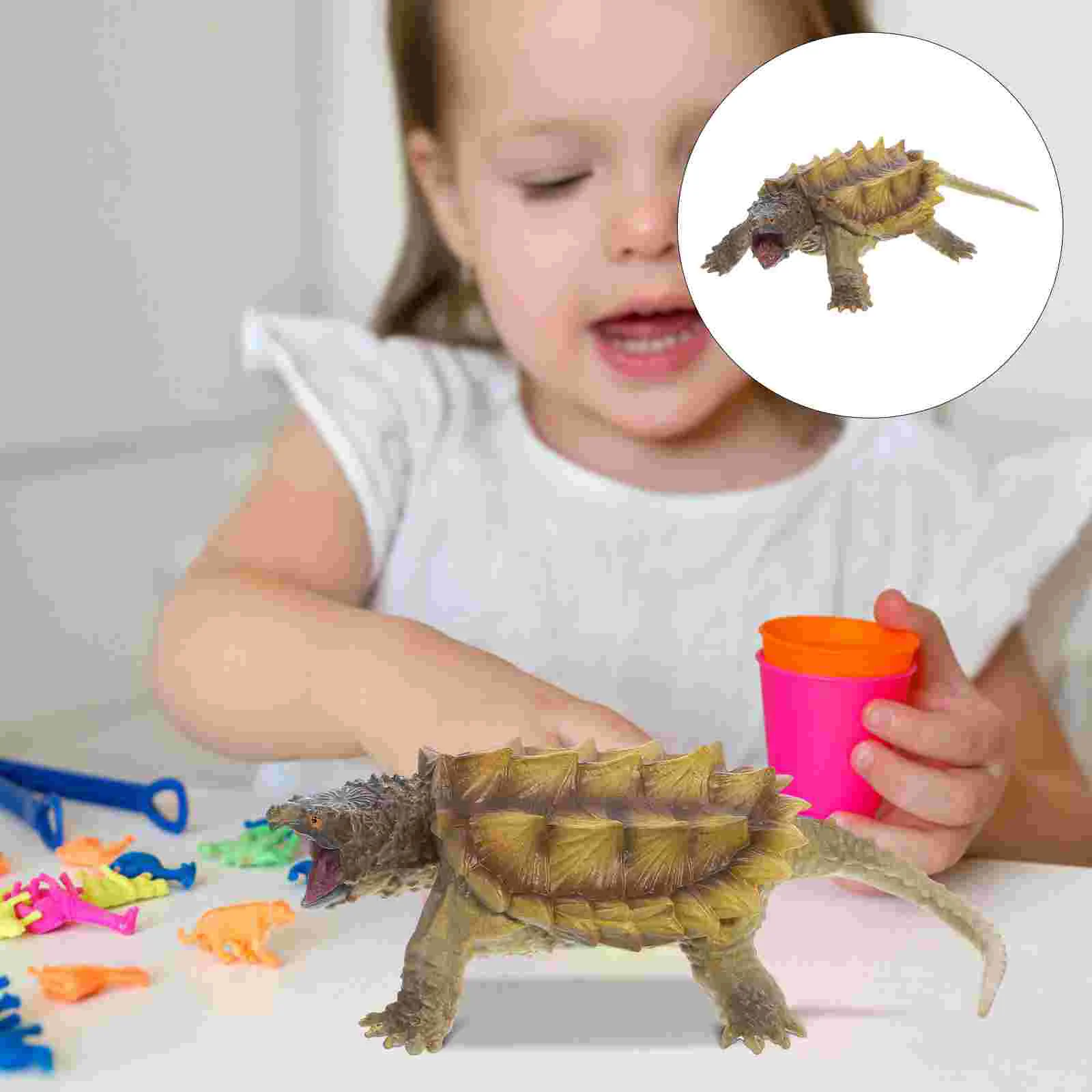 Snapping Turtle Model Kids Toys Simulation Animal Tortoise Figurine Recognition