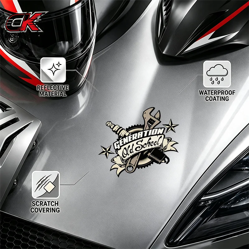 Reflective Waterproof Generation Old School Decal for Motorcycle Scratch Covering