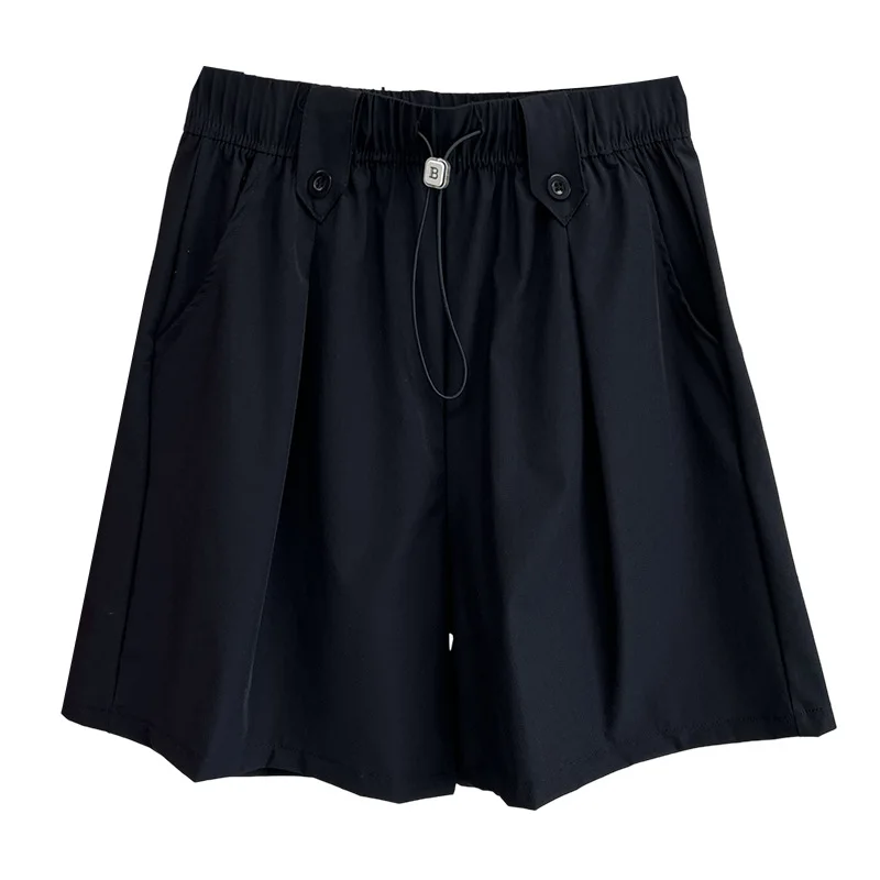 

2025 женские широкие шорты больших размеров, повседневные тонкие шорты с завязками на талии, 100 кг, новинка лета 8206