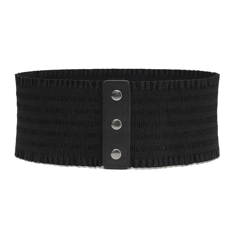 Nieuwe Dames Designer Overjas Riem Voor Vrouwen Zwarte Brede Tailleband Elastische Band Cummerbund Stretchy Jurk Drukknoop Korset Riemen