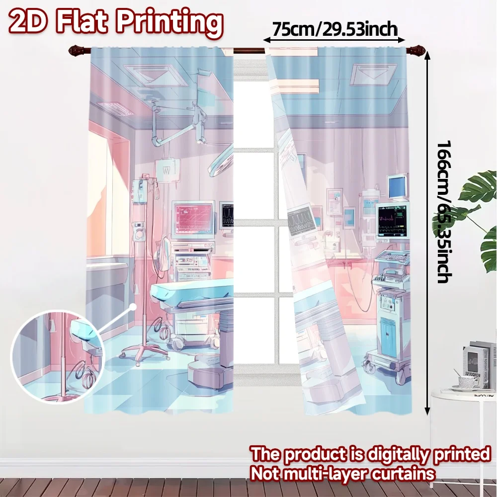 2pcs, 2D FLAT PRINTING Curtains (Without Rod) Surgical Room Popular Curtains&Drapes Versatile Fabric Curtains Decorations
