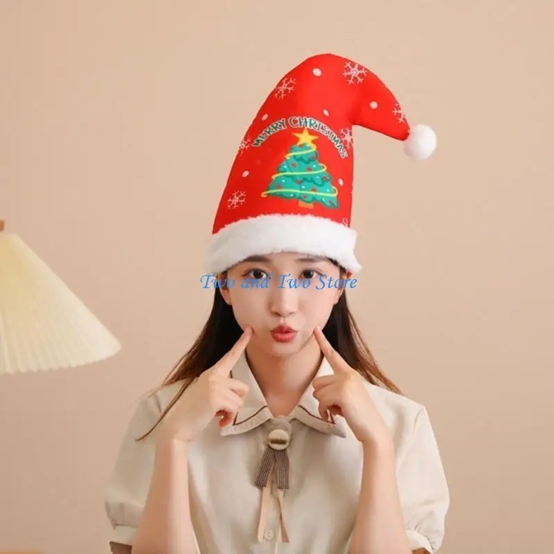 

HX6F Festive Christmas Headwear Cap Thicken Plush for New Year Christmas Party
