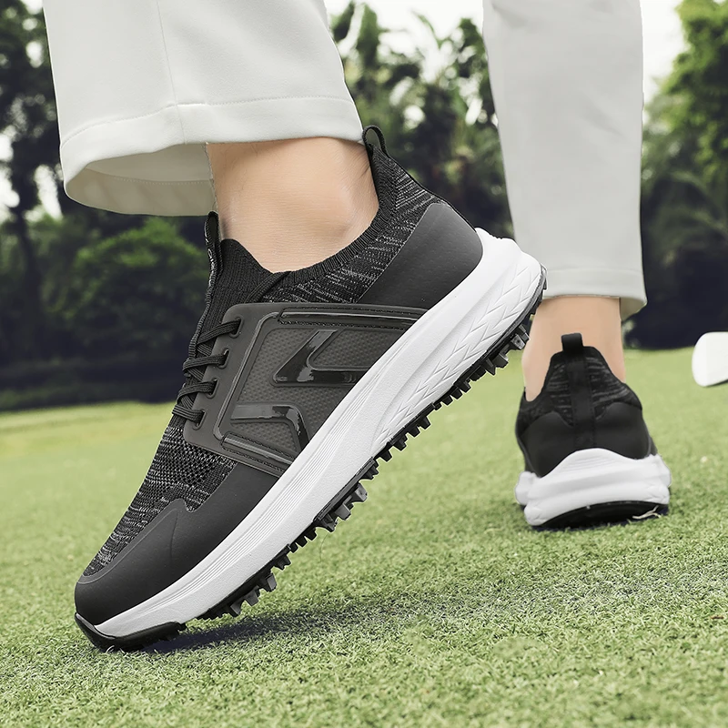 

Обувь для гольфа, мужская спортивная обувь, четырехсезонная сетчатая дышащая нескользящая модная обувь на шнуровке без гвоздей, профессиональная подошва