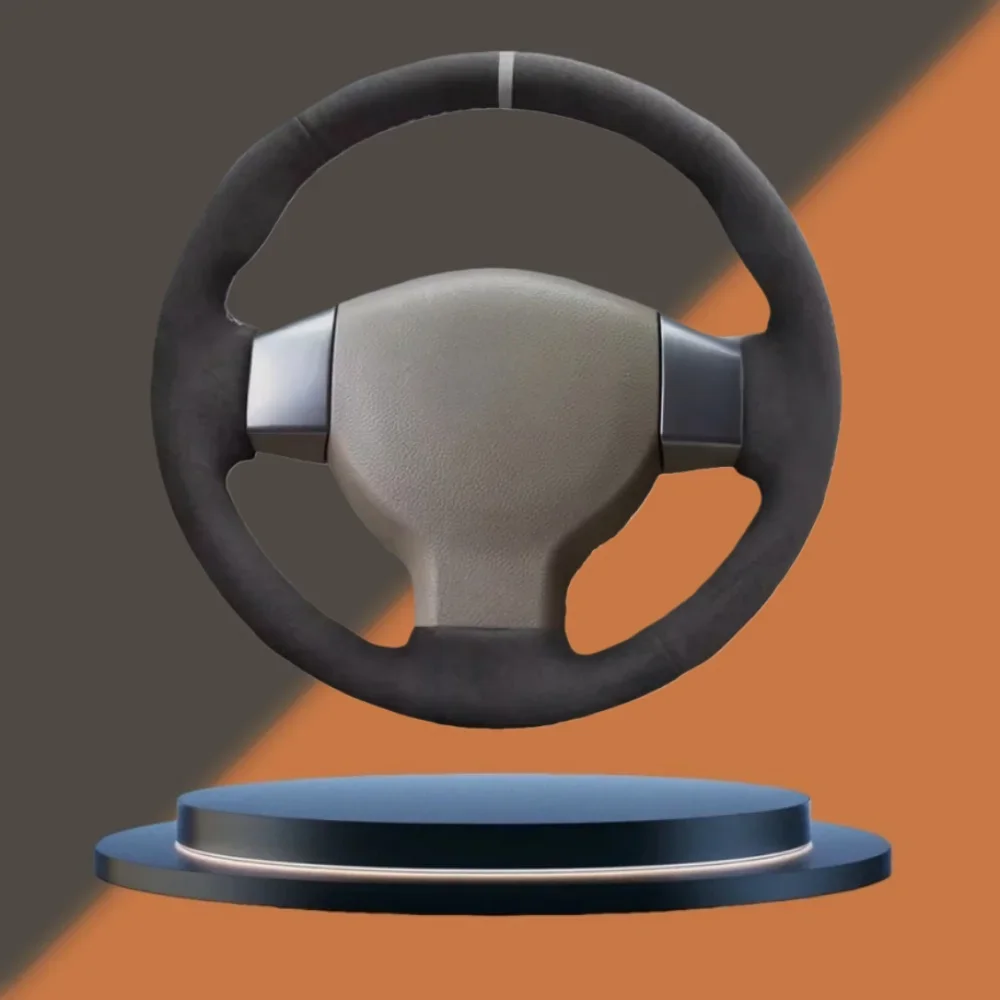 غطاء عجلة القيادة مثقوب مصنوع يدويًا من جلد الغزال الأسود لنيسان تيدا فيرسا نوت ليفينا سيلفي ملحقات السيارة #1