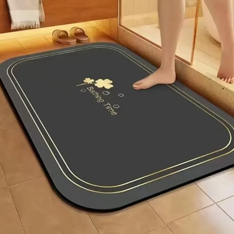 

Bathroom Floor Mat Solid Color Carpet Water-absorbing Quick-drying Non-slip Rug Mat Crystal Velvet Anti-fall Carpets Door Mat