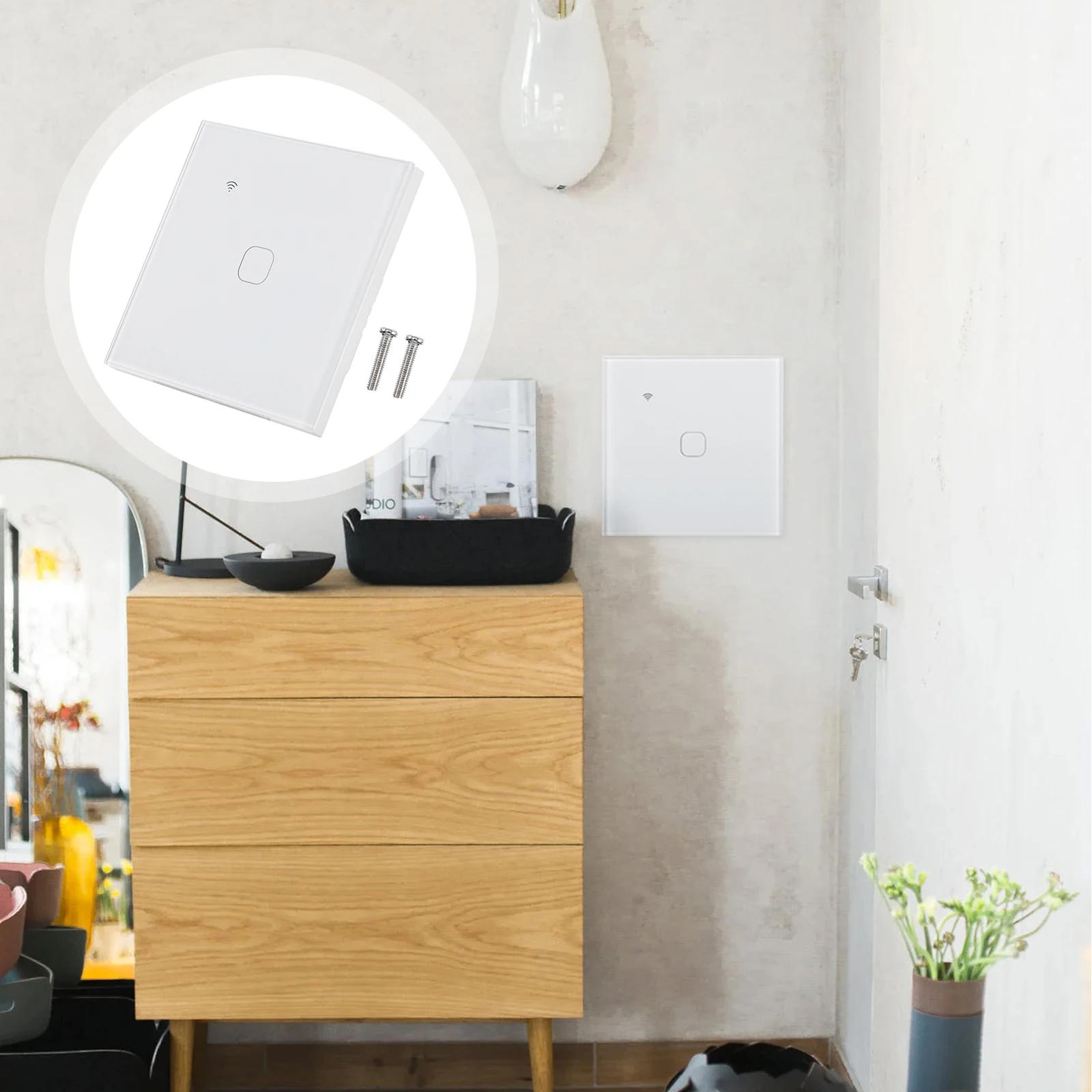 

WIFI Touch Switch Voice Smart Light British Regulatory Wall Mount Abs Control Screen The