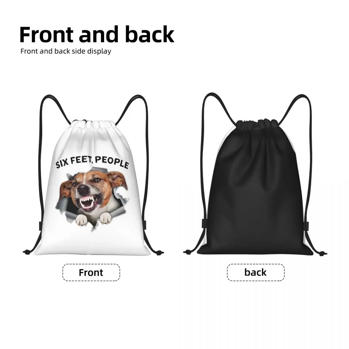 Custom Jack Russell Terrier Six Feet People Drawstring Bags for Training Yoga Backpacks Men Women Cute Dog Sports Gym Sackpack